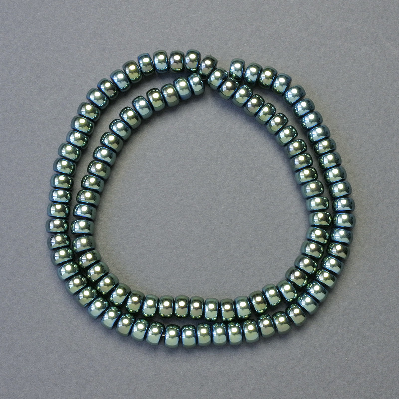 Hematite Beads Inlays Green Chrome Hematite Color Rondelle 6x4mm, 42cm strand