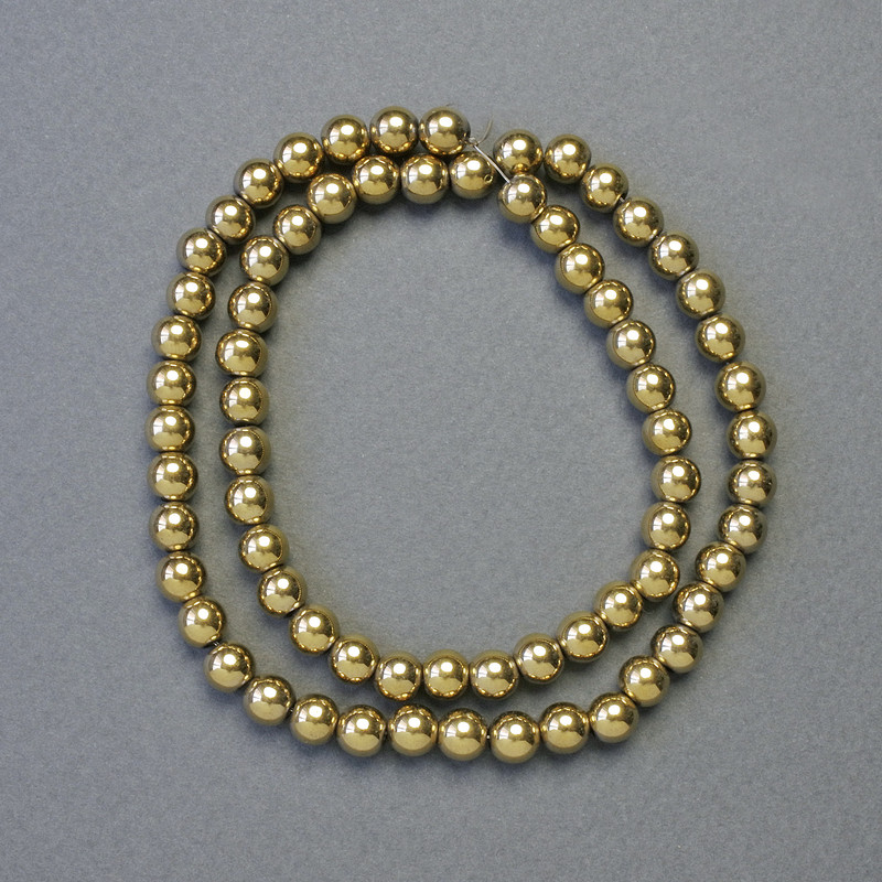 Hematite Beads Round Gold Color 6mm Diameter ±, 41cm Length ± Row