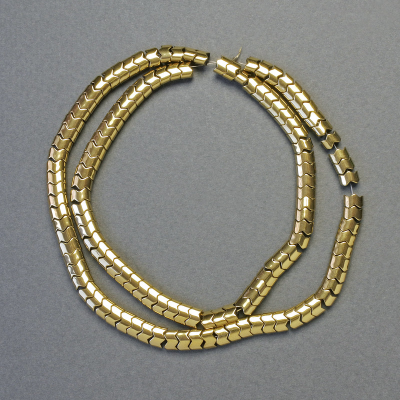 Hematite Beads – Snake Chain Wave Gold Color, 5x4x3 mm+-, 41 cm+- strand