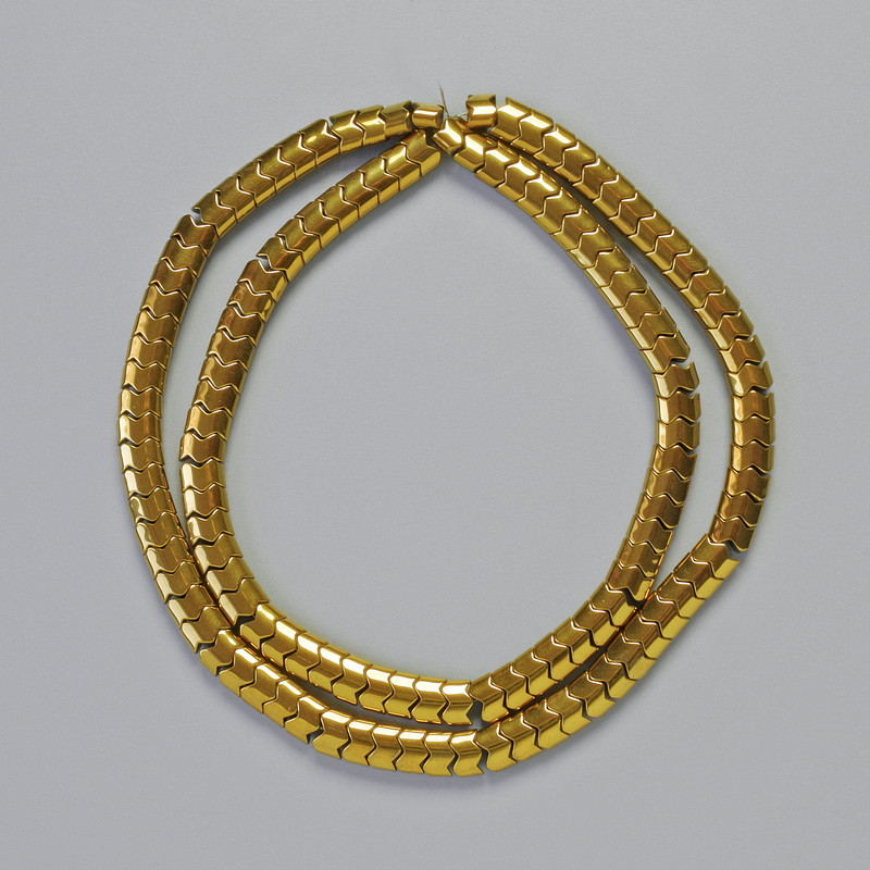 Hematite Beads Snake Zigzag Wave Gold Color, 5x4x3mm±, Length 40cm± strand