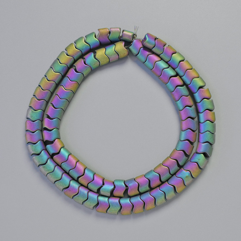 Hematite Beads Wave Snake Chain Rainbow Color 7x5x5mm±, 42cm± Strand