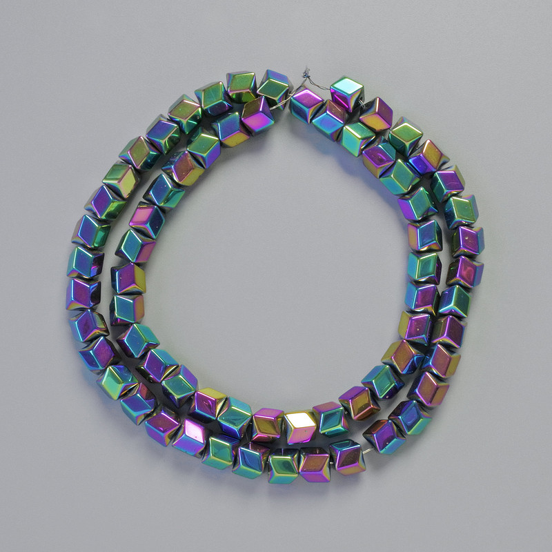 Hematite Beads Hexagonal Zigzag Multi-color, 6×6 mm, ± length 42 cm, strand