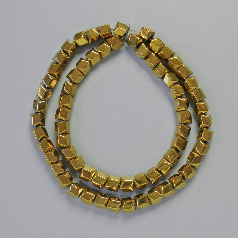 Hematite Beads Hexagonal Zigzag Shape Gold Color, 6x6mm Diameter, 42cm+- Length Bead Strand