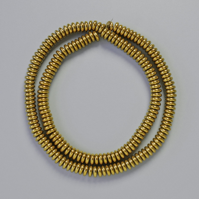 Hematite Rondel Beads dark gold color 6x2mm, approx. 42 cm strand