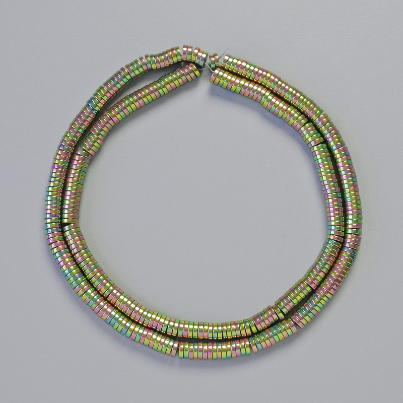 Hematite Rondelle Beads Multi-color Gold Tone, 4x1mm, total length 40cm, strand