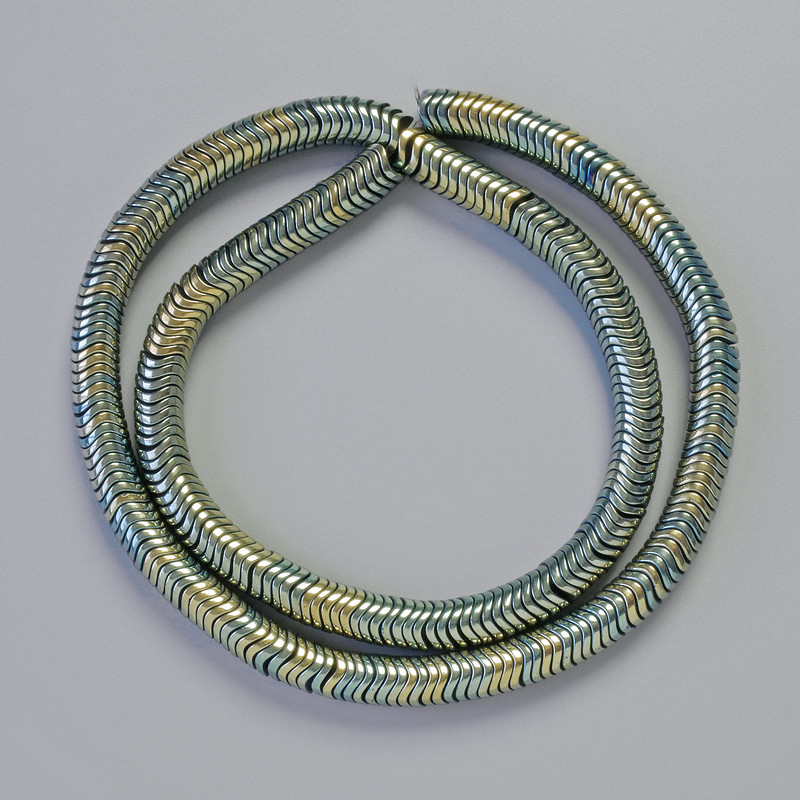 Hematite Beads Wave Horned Rondelle with Black Gold Chameleon color, diameter 6x1mm ±, length 42cm ± strand