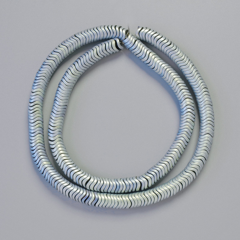 Hematite Rondelle Beads Wave Pattern Turquoise Matte Blue, 6x1mm, ± 42cm strand