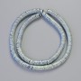 Hematite Rondelle Beads Wave Pattern Turquoise Matte Blue, 6x1mm, ± 42cm strand