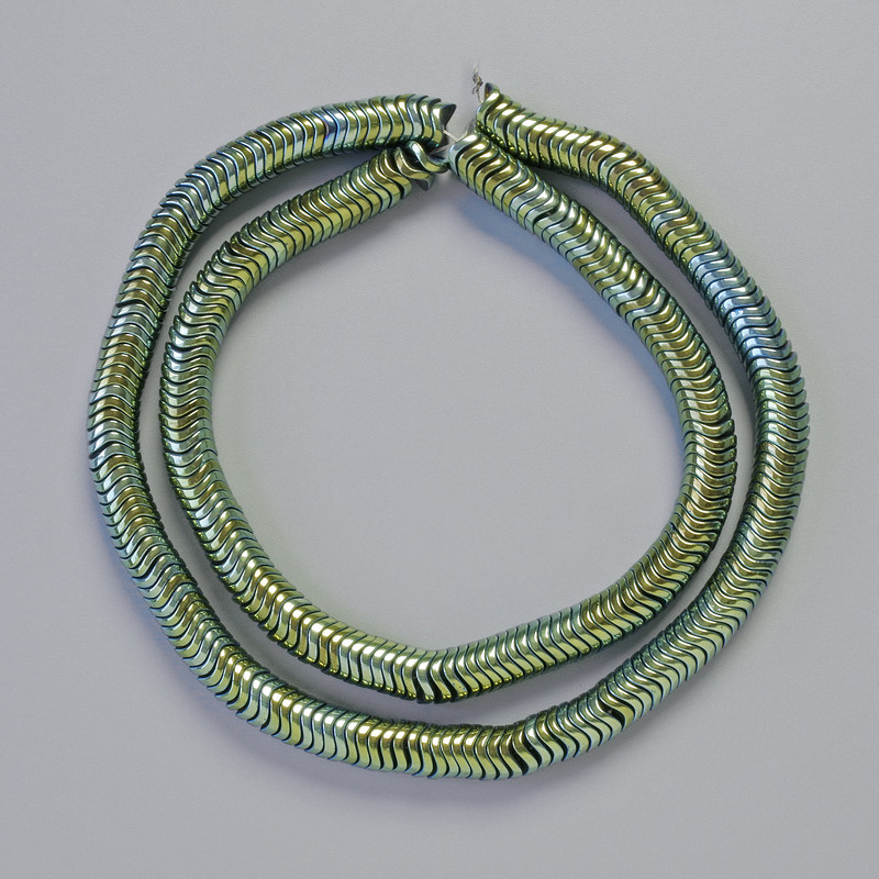 Hematite Beads Rondelle Wave Bead Hematite Green Chameleon, 6x1 mm, 42 cm strand