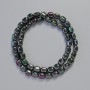 Hematite Beads, oval, black chameleon color, 7x7mm diameter, approx. 40 cm length strand