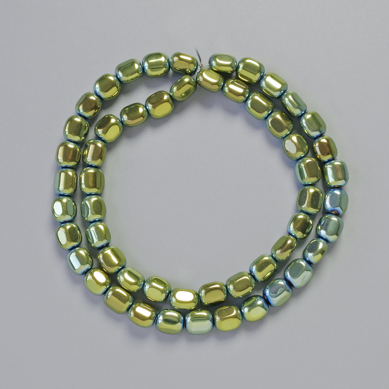 Hematite Beads Oval Green Chameleon Color, 7×7mm ±, Necklace Length 40cm ±