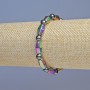 Hematite Bracelet, gasoline color with baguette-cut beads, 13x7mm ±, and black beads, 6mm ±, length 18cm ±, stretch