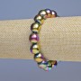 Hematite Bracelet, petrol color beads, 12mm diameter ±, length 18cm ±, stretch