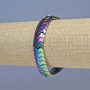 Hematite Bracelet with Petrol Color Serpentine Zigzag, 12x6x5mm± beads, 18cm± length