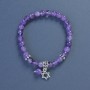 Amethyst Bracelet Smooth Ball, 6mm diameter ±, 18cm length ± with star of David pendant