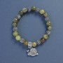 Bracelet Green Garnet Grossular Round Bead, 8mm diameter, 18cm length, stretch with Screw? with charm: snail