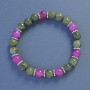 Bracelet Serpentinite and Turmaline (artificial acrylic) smooth bead, diameter 8mm±, length 18cm± stretch with inserts