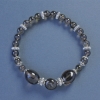 Smoky Topaz Bead Bracelet, round bead 6mm±, faceted elements 10×12mm±, length 18cm±, stretch with inserts