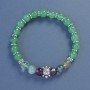 Fluorite Bead Bracelet Smooth Round Beads, 8mm diameter, stretchy with Turtle Shell centerpiece, 18cm length