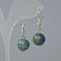 Azurite Smooth Ball Earrings, 12 mm diameter, approx. 30 mm length