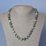 Serpentinite Beads Necklace with Natural Stone, Smooth Round Beads 10mm diameter, 49cm length