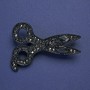 Brooch-Pendant Scissors Black Enamel with Black Crystals Metal Color Silver 54x39mm+