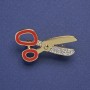 Brooch Scissors Red Enamel with Crystal Beads Gold-Tone 32×18mm+