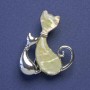Brooch-pendant Cats mother-of-pearl silver color 35x28mm+