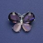 Brooch-pendant Butterfly with pink cat's eye and purple rhinestones, metal color silver, 22x27mm+