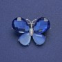 Brooch-pendant Butterfly with blue cat's eye stone and blue rhinestones, silver-toned metal 22x27mm+