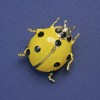 Brooch Ladybug Yellow Enamel with Black Rhinestones Metal Tone 29x27mm+