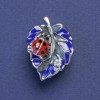 Brooch Ladybug yellow-blue enamel metal color silver 17x24mm+