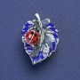 Brooch Ladybug yellow-blue enamel metal color silver 17x24mm+