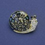 Brooch Spiral Chalcedony with White Crystals Gold-Tone 20x26mm+
