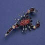 Brooch Scorpio with red rhinestones silver-tone metal 47×25mm +