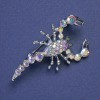 Scorpion Brooch with Rhinestones, Silver Color Metal, 47x25 mm +