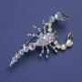 Scorpion Brooch with Rhinestones, Silver Color Metal, 47x25 mm +