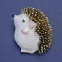 Brooch-pendant Hedgehog white enamel gold-tone metal 37x32 mm