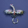Brooch Pendant Dragon black and gray enamel with red crystals silver metal color 50×57mm +