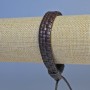 Men's brown eco-leather bracelet with pull tab, 18-24 cm circumference
