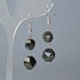 Earrings Sunstone Obsidian Natural Stone Multifaceted, diameter 10x9 and 12x11 mm ±, length 4 cm ± with ear wires