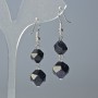 Earrings Aventurine Blue Sand Cairo Night multifaceted, 10×9 and 12×11 mm diameters, approx. 4 cm long with hooks