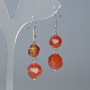 Earrings Carnelian Natural Stone Faceted, 10x9 and 12x11 mm, approx. 4 cm long with ear posts