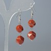 Earrings Red Jasper Natural Stone Faceted, 10×9 and 12×11 mm, ±, length 4 cm ± with earring hooks
