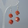 Earrings Red Jasper Natural Stone Faceted, 10×9 and 12×11 mm, ±, length 4 cm ± with earring hooks