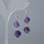 Amethyst Natural Stone Faceted Earrings, 9x8 mm diameter, 4 cm long, with hooks