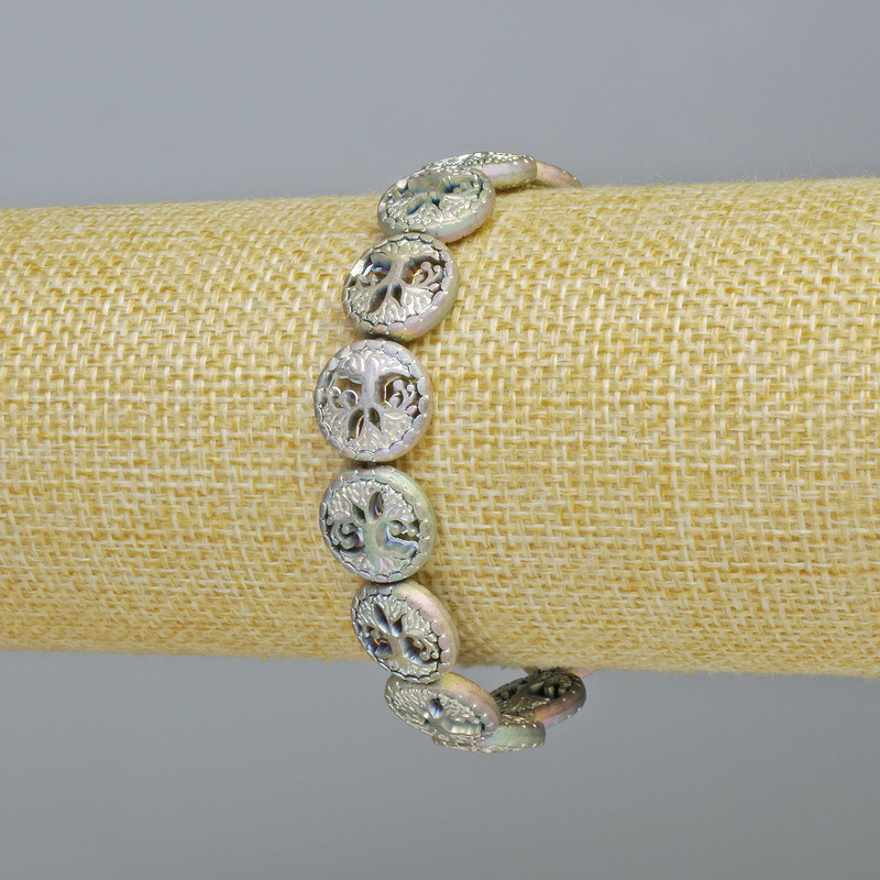 Hematite Bracelet "Tree" matte chameleon color, diameter 12.5×4.5mm, length 18cm ± (stretch)