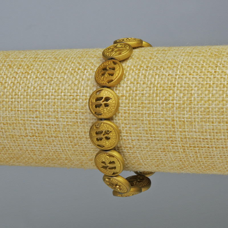Hematite Bracelet "Tree" matte golden color, diameter 12×4.5 mm±, length 18 cm± (stretch)