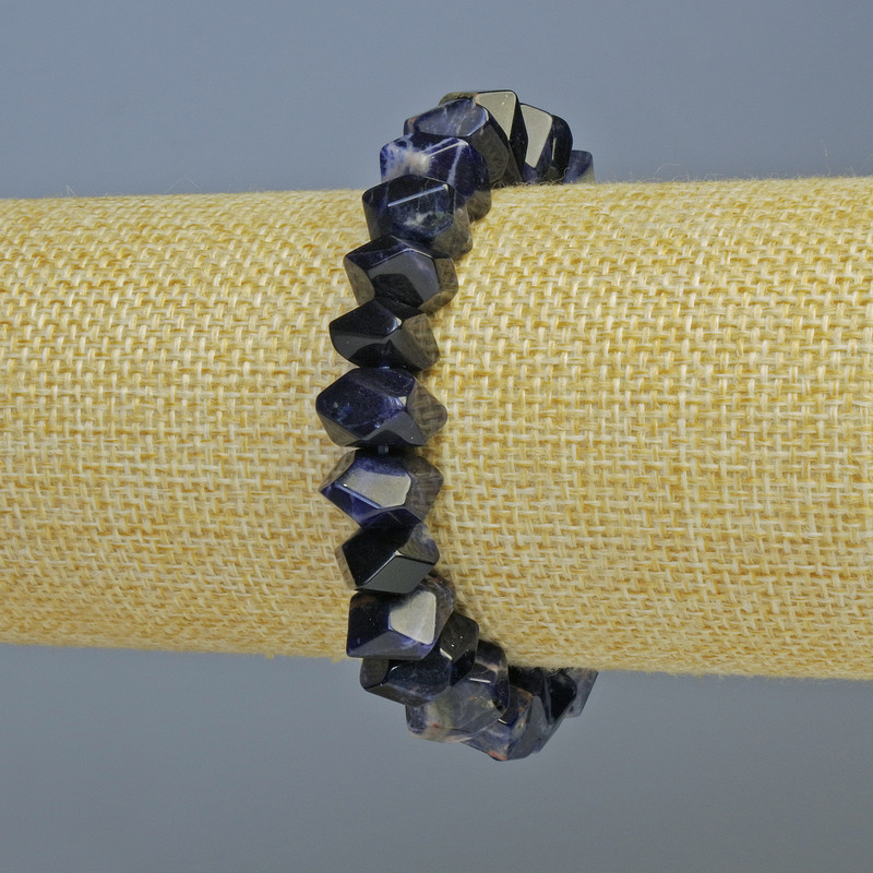 Sodalite Bracelet with a faceted natural stone, rondelle diameter 10.5×6.5 mm, length 18 cm adjustable (stretch)