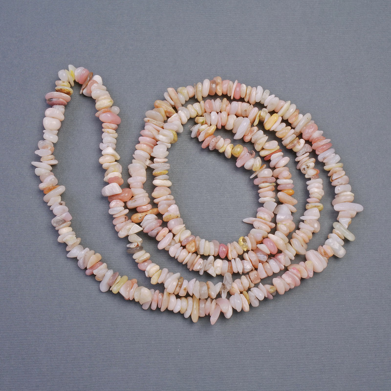 Beads, Pink Opal Chip on Thread with 78 cm Length, 9x4-4x2 mm+/-